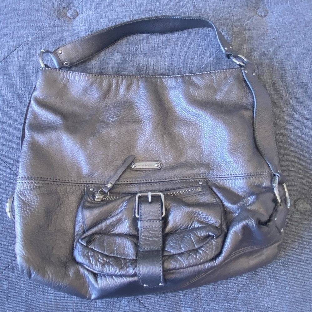 Michael Kors Metallic Pewter Leather Shoulder Bag‎ / Hobo